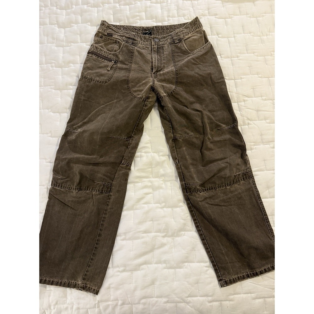 Vintage Kuhl Alfwear Canvas Workwear Hiking Pants Olive Brown Men's 34x30